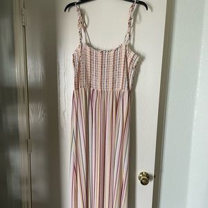 Striped Spaghetti Strap Summer Spring Dress - feminine sleeveless white yellow